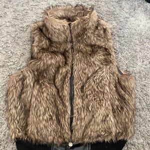 furry zip up vest